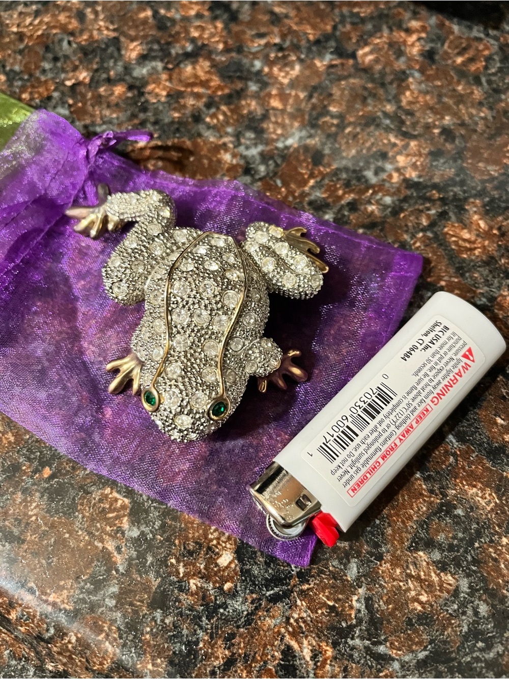 Rhinestone Frog brooch vintage inspired costume jewelry